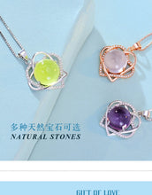 Load image into Gallery viewer, Crystal Heart Shaped Grape Stone Pendant – 925 Silver Set
