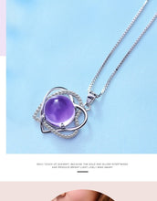 Load image into Gallery viewer, Crystal Heart Shaped Grape Stone Pendant – 925 Silver Set
