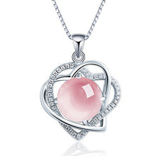 Load image into Gallery viewer, Crystal Heart Shaped Grape Stone Pendant – 925 Silver Set
