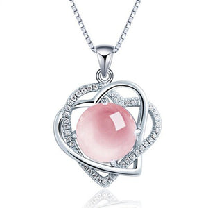 Crystal Heart Shaped Grape Stone Pendant – 925 Silver Set