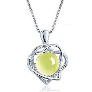 Crystal Heart Shaped Grape Stone Pendant – 925 Silver Set