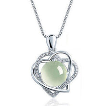 Load image into Gallery viewer, Crystal Heart Shaped Grape Stone Pendant – 925 Silver Set
