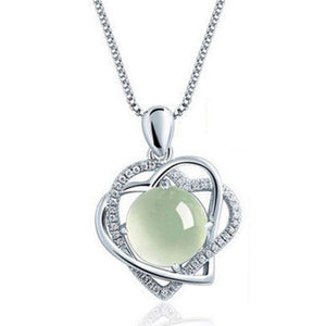 Crystal Heart Shaped Grape Stone Pendant – 925 Silver Set