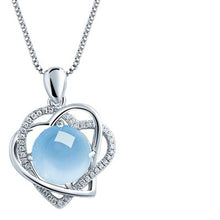 Load image into Gallery viewer, Crystal Heart Shaped Grape Stone Pendant – 925 Silver Set
