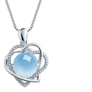 Crystal Heart Shaped Grape Stone Pendant – 925 Silver Set