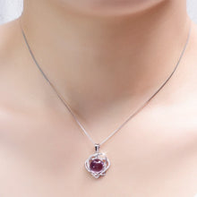 Load image into Gallery viewer, Crystal Heart Shaped Grape Stone Pendant – 925 Silver Set
