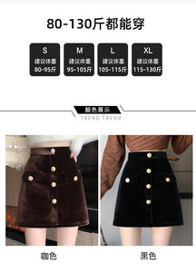 Niche A-line high-waisted slimming half-length corduroy skirt