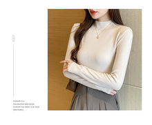 Load image into Gallery viewer, Knitted slim fit inner half turtleneck long-sleeved top bottoming shirt
