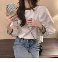 Load image into Gallery viewer, Loose retro long-sleeved design and stylish belted pullover top
