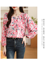 Load image into Gallery viewer, Round neck floral niche commuting top
