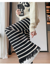 Load image into Gallery viewer, Striped fringed knitted casual wide-leg pants
