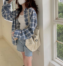 Load image into Gallery viewer, Plaid long sleeve sun protection loose casual lazy style shirt
