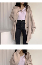 Load image into Gallery viewer, Casual V-neck single-breasted loose lantern sleeve knitted cardigan sweater
