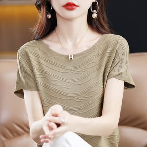 Round neck Tencel short-sleeved T-shirt