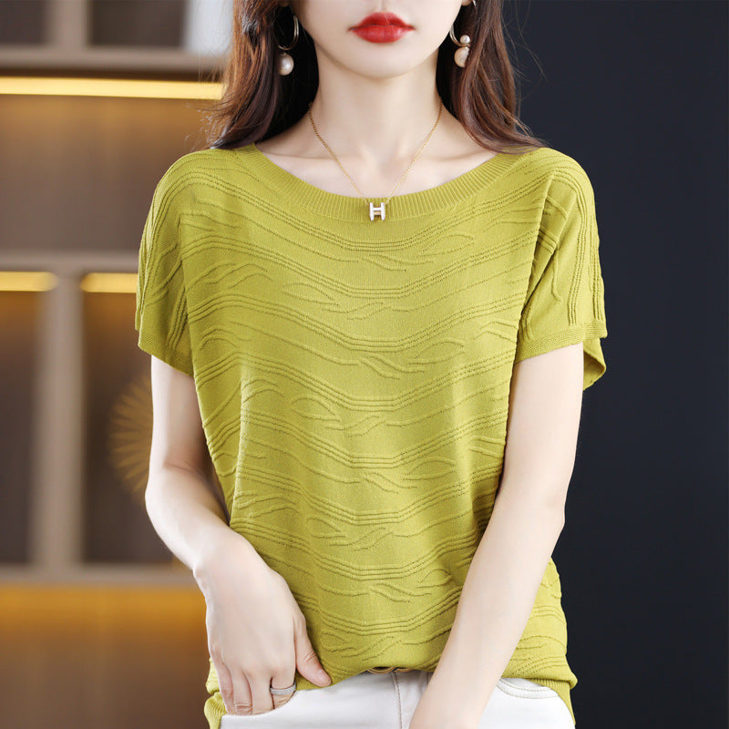 Round neck Tencel short-sleeved T-shirt