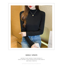 Load image into Gallery viewer, Knitted slim fit inner half turtleneck long-sleeved top bottoming shirt
