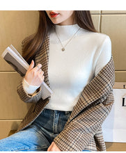 Load image into Gallery viewer, Knitted slim fit inner half turtleneck long-sleeved top bottoming shirt
