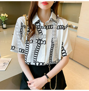 Handsome short-sleeved retro printed shirt with niche design