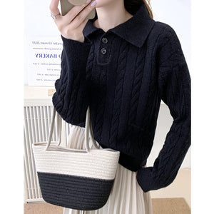 Cashmere loose pullover sweater lazy style knitted top