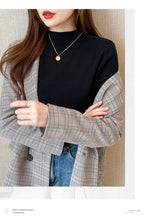 Load image into Gallery viewer, Knitted slim fit inner half turtleneck long-sleeved top bottoming shirt
