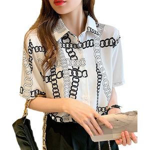 Handsome short-sleeved retro printed shirt with niche design