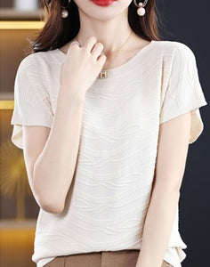 Round neck Tencel short-sleeved T-shirt