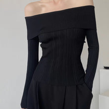 Load image into Gallery viewer, One-shoulder, tight-fitting off-shoulder sexy long-sleeved sweater
