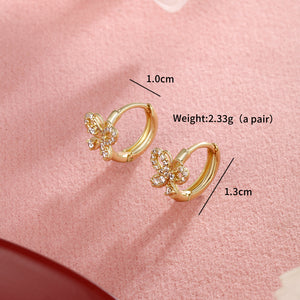 Gold-Plated Zircon Butterfly Earrings