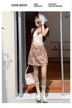 Load image into Gallery viewer, Hot girl style floral sequined high-waisted slimming hip-hugging A-line skirt
