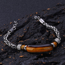 Load image into Gallery viewer, Fashionable Retro Titanium Steel Tiger Eye Stone Bracelet For Men
