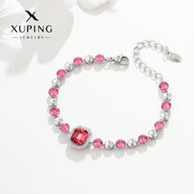 Load image into Gallery viewer, Pink Crystal Stone Silver Tone Crystal Bracelet
