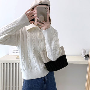 Cashmere loose pullover sweater lazy style knitted top