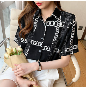 Handsome short-sleeved retro printed shirt with niche design