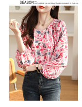 Load image into Gallery viewer, Round neck floral niche commuting top
