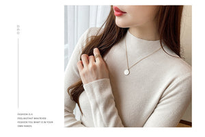 Knitted slim fit inner half turtleneck long-sleeved top bottoming shirt