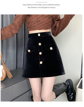 Load image into Gallery viewer, Niche A-line high-waisted slimming half-length corduroy skirt
