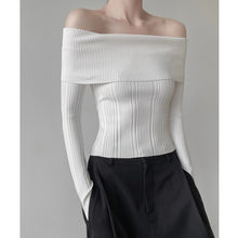 Load image into Gallery viewer, One-shoulder, tight-fitting off-shoulder sexy long-sleeved sweater
