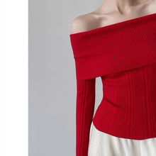 Load image into Gallery viewer, One-shoulder, tight-fitting off-shoulder sexy long-sleeved sweater
