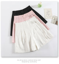Load image into Gallery viewer, Retro jacquard high-waisted wide-leg slimming short A-line pants
