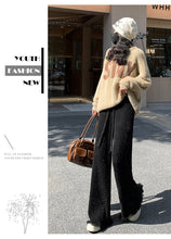 Load image into Gallery viewer, Thickened soft waxy mink velvet fringed knitted wide-leg pants
