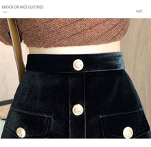 Load image into Gallery viewer, Niche A-line high-waisted slimming half-length corduroy skirt
