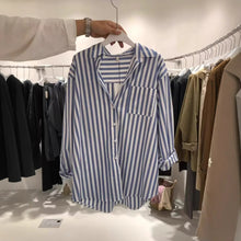 Load image into Gallery viewer, Small fresh vertical striped long-sleeved versatile jacket top
