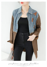 Load image into Gallery viewer, Seoul Weekly&#39;s designer patchwork mid-length denim letter striped shirt
