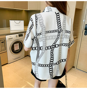 Handsome short-sleeved retro printed shirt with niche design