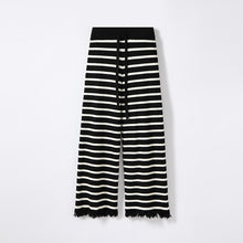 Load image into Gallery viewer, Striped fringed knitted casual wide-leg pants
