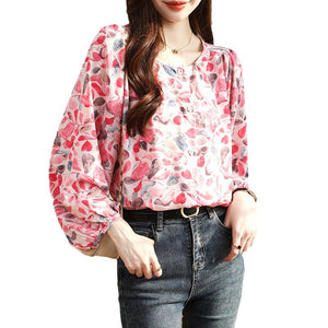 Round neck floral niche commuting top