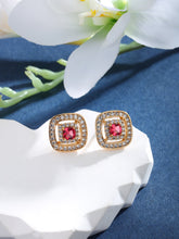 Load image into Gallery viewer, Colored Gemstone Light Luxury Niche Square Earrings
