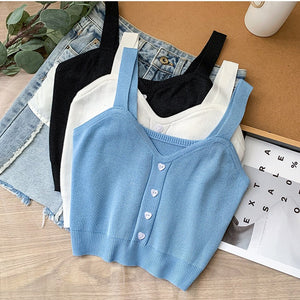 Knitted suspender love button cute inner and outer vest