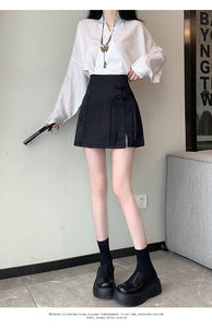 Chinese disc buckle jacquard thin country style short skirt A-line skirt