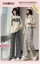 Load image into Gallery viewer, Striped fringed knitted casual wide-leg pants
